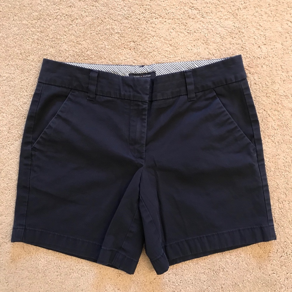 Tommy Hilfiger Navy Chino Shorts Size 2 Preppy Coastal Cotton Sporty Prep Yacht